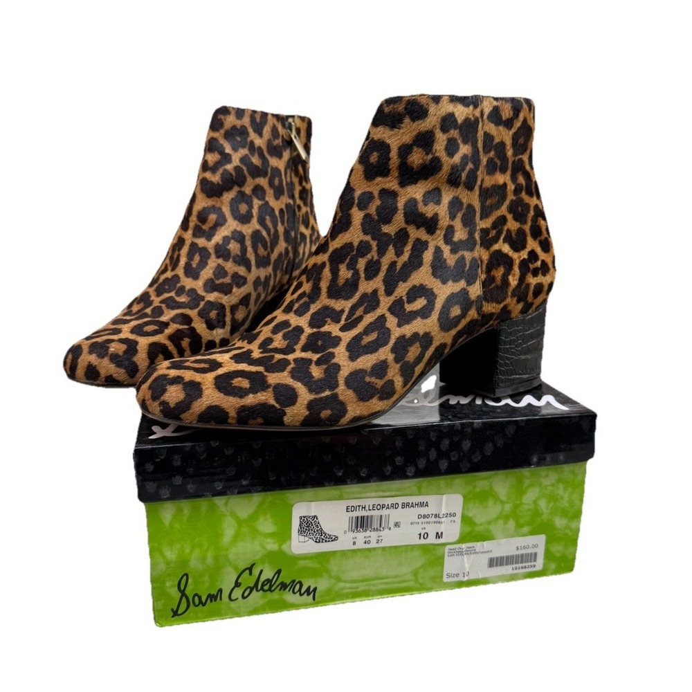 Sam Edelman Edith Bootie Leopard Print Calf Hair Boots Size 10M Booties